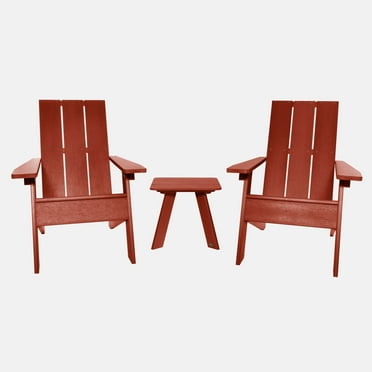 Highwood 3-pc Modern Adirondack Set with 1 Modern Side Table - Outdoor, Eco-friendly, Synthetic Wood