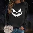 thumbnail image 2 of WEIWEN Halloween Sweatshirt for Women 2026 Funny Pumpkin Face Printed Crewneck Long Sleeve Tops Women's Clothing Dressy Casual Fall Outfits for Women Sweaters Black, S, 2 of 6