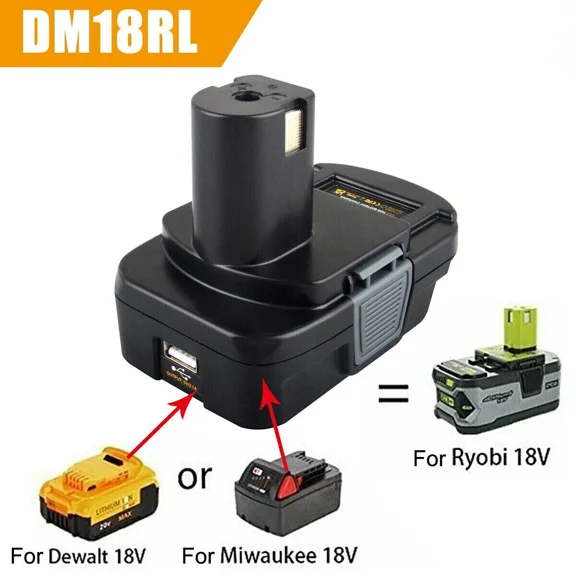 Converter For Dewalt Battery Adapter For Milwaukee 18V To For Ryobi 18V DM18RL