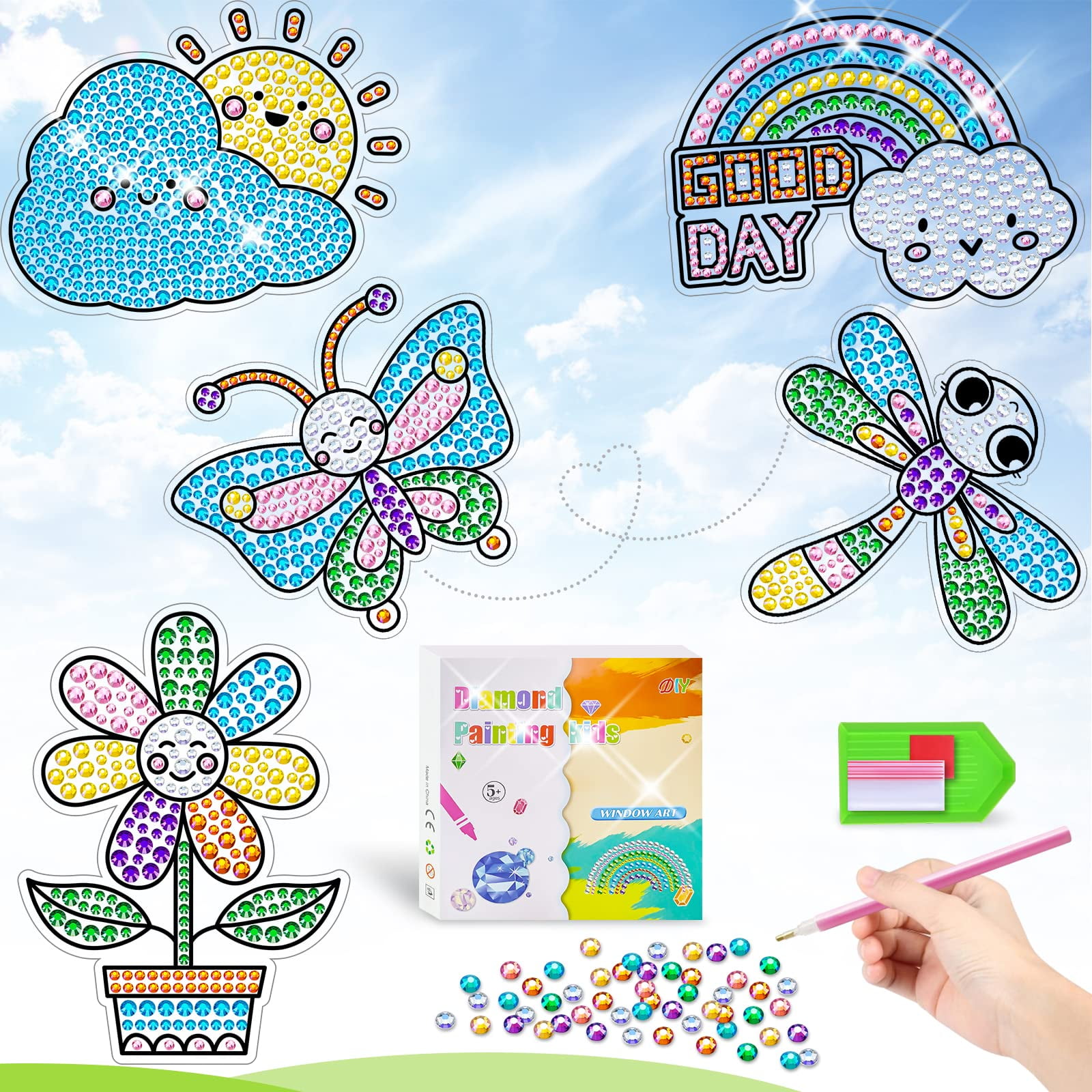 Window Art Suncatcher Kits for Kids,Diamond Painting Kits for Kids,Gem Art  Crafts for Girls Ages 8-12, Birthday Kids Crafts Gifts for Girls  8-10,Diamond Painting Toys Kits for Kids Ages 8-12 
