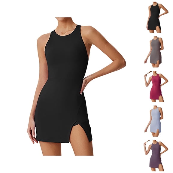 Tennis Dress Golf Dresses for Women with Shorts and Pockets Side Slit Moisture Wicking Workout Dress Athletic Dresses