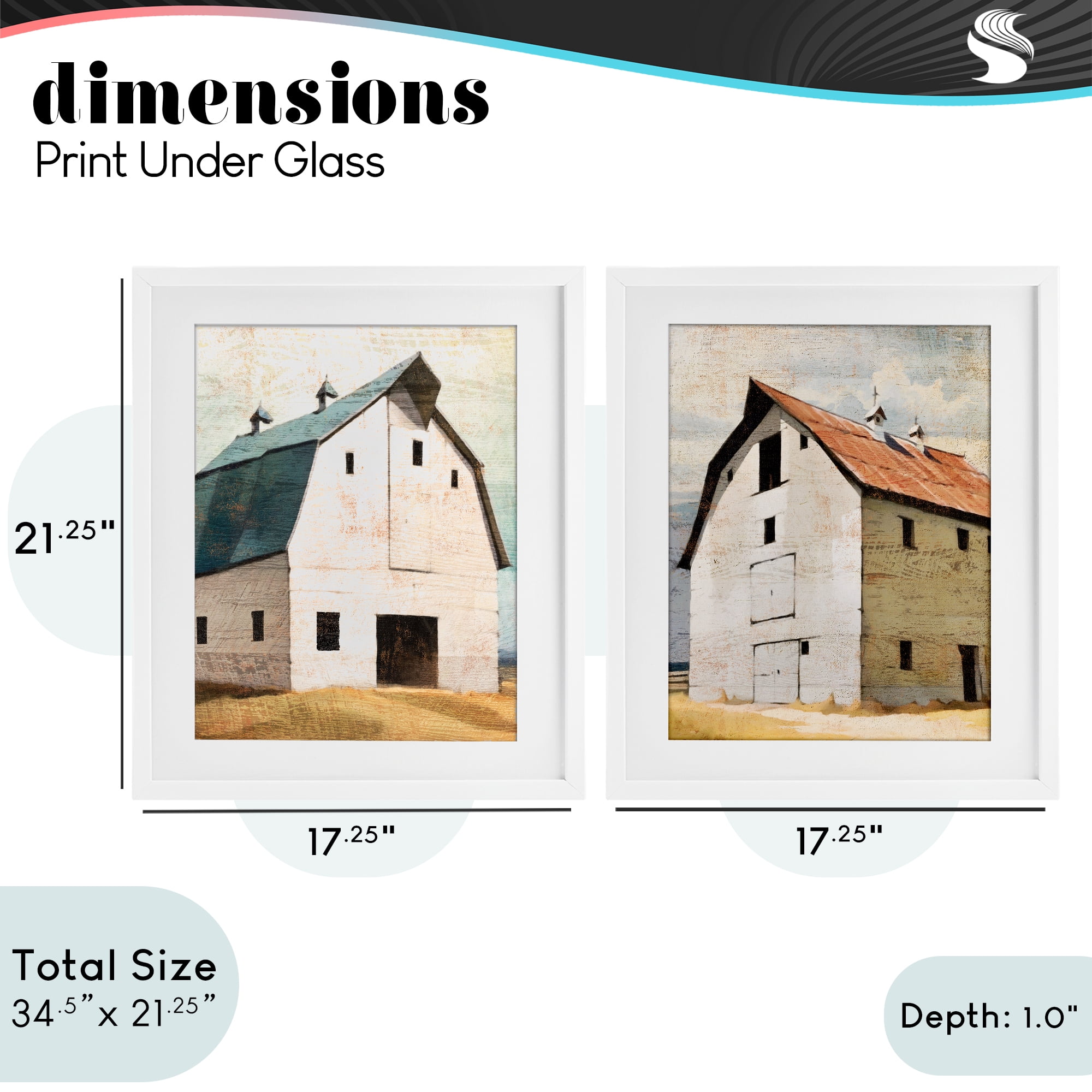Stupell Industries Rustic Big Barns 2 Piece White Framed Print Under Glass Set, design by Susan Jill
