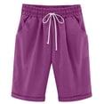 thumbnail image 6 of Women Cotton Linen Shorts Casual Elastic Waist Knee Length Bermuda Shorts Summer Beach Lightweight Capri Pants, 6 of 6