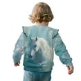 thumbnail image 3 of Xoenoiee Horse Print Toddler Girls Sweatshirt Crewneck Pullover Ruffle Long Sleeve Tops Blouse Cotton T-Shirt Fall Winter Clothes, Size 5-6 Years, 3 of 7