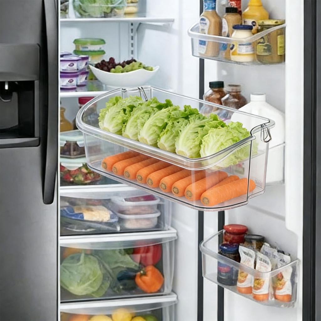 Pack of 2 Spacious Refrigerator Drawer Bins Easy Installation for Organized Food Storage PP