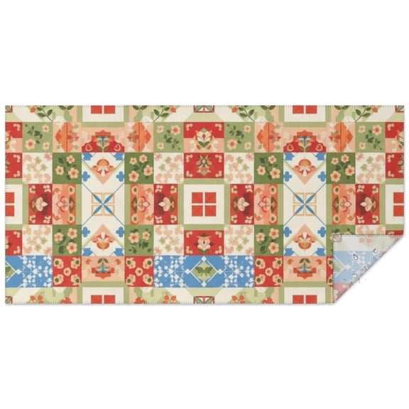 Pioneer Flower Floral Print Pattern Rectangle Tablecloth 60"x120", Waterproof Polyester Table Cloth, Wipeable Spillproof for Dining Camping Indoor Outdoor