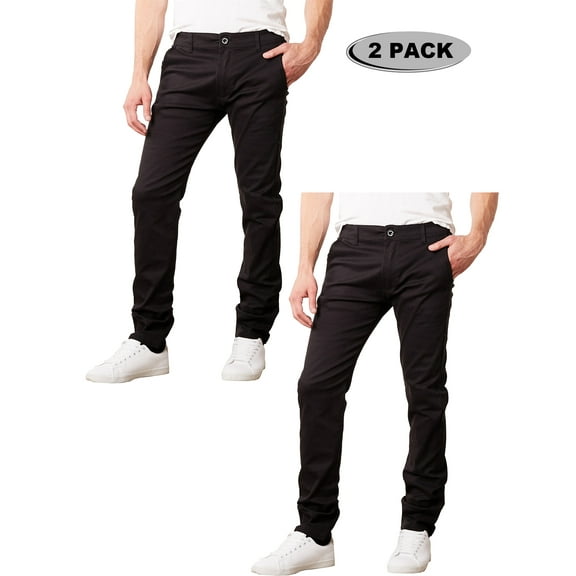 2-Pack Men's Flex Stretch Slim Fit Cotton Everyday Chino Pants (31" Inseam)