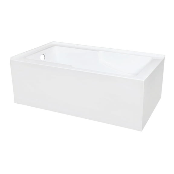 Kingston Brass VTAM6032L22S Aqua Eden 60-Inch Acrylic Alcove Tub with Corner Apron, Left Hand Drain Hole, White
