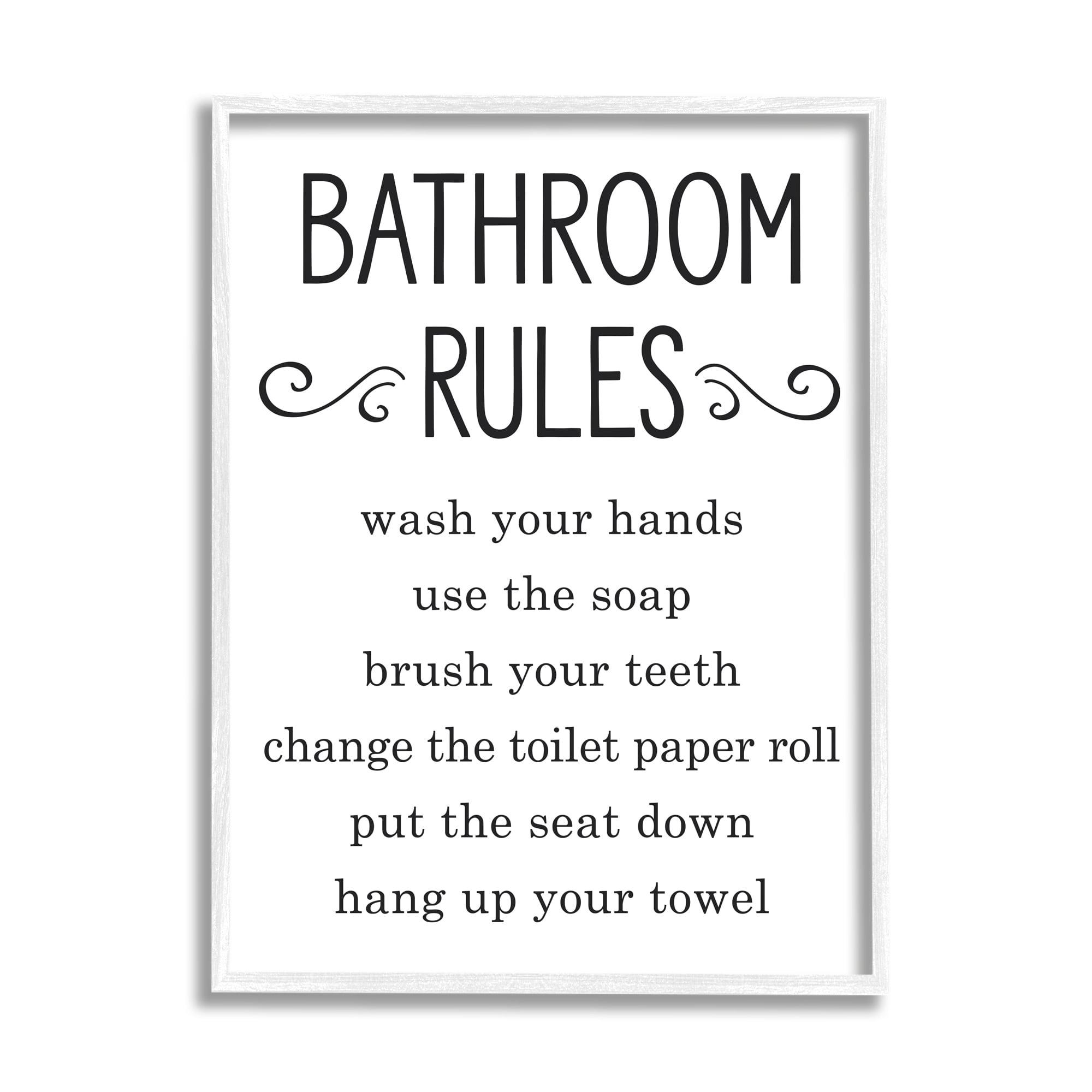 Stupell Industries Minimal Bathroom Rules Sign Good Family Hygiene, 16 x 20, Designed by Lettered and Lined
