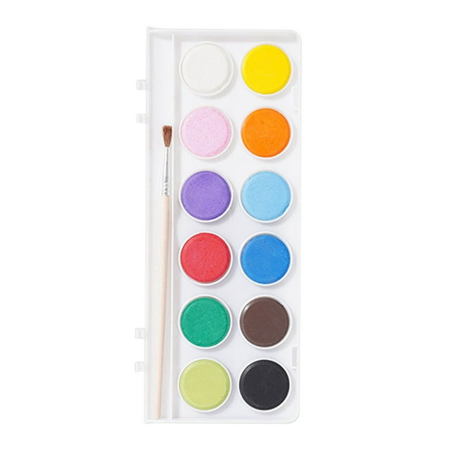 Wdhugt Heart Shaped 12 Color Watercolor Paint Set For Children Made Of Plastic Material With Brush And Palette For Art Projects A