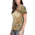 thumbnail image 4 of Women's Scrub Top with Pockets Cute Print V-Neck Short Sleeve Nurse Uniform, Comfortable & Stylish-Beige-2XL, 4 of 5