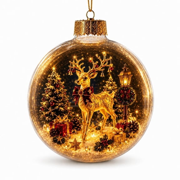 Lighted Christmas Story Scene Decor with Warm LED Light, Light-Up Mini Holiday Scene for Christmas Tree or Fireplace Mantel, Festive Keepsake Gift for Holiday Decor and Gifting (Reindeer Style)