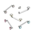 thumbnail image 3 of 16G Titanium Flat Surface Barbell Bezel Crystal Staple Surface Piercing Jewelry Sold Each, 3 of 4