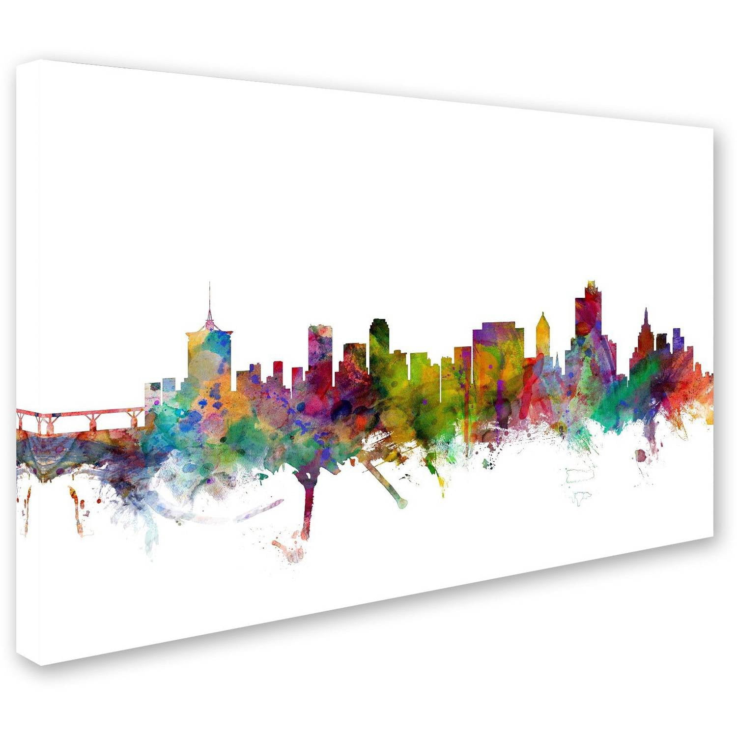 Trademark Fine Art "Tulsa Oklahoma Skyline" Canvas Art by Michael Tompsett