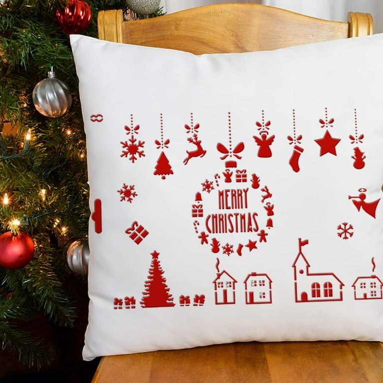 Merry Christmas DIY Decorative Pillow Stencil Kit - DIY Accent Pillows for  Christmas Decor