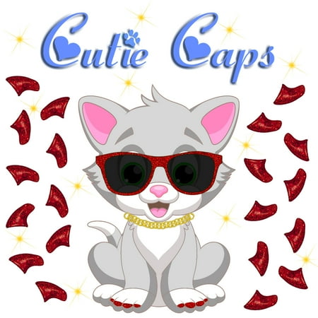 Cutie Caps 40 pack Small Ruby Glitter Soft Nail Guard for Cat Paws / Claws