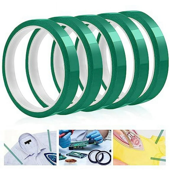High Temperature Tape Heat Transfer for Sublimation No Residue 10mm X 33M 108Ft (Green-5 Roll)