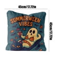 thumbnail image 2 of Summerween Decor Square Pillow Cover 18x18in, Retro Tropical Halloween Ghost Design Plush Throw Pillowcase, Comfort Couch Accent for Summerween Party Decorations, 2 of 7