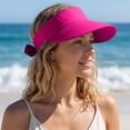 thumbnail image 4 of AirLoni Sun Hats For Women UPF50+ 2 In 1 Zipper Removable Top Ponytail Hat Adjustable Bow Decor Foldable Washable Quick Dry Summer Visor Hats For Women Summer Hats Hot Pink,One Size, 4 of 5