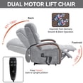thumbnail image 4 of Dual Motor Power Lift Recliner Chair with Massage and Heat for Elderly, 180° Lying Flat Adjustable Lift Chair with 3 Positions, Solid Wood Armrests and Chenille Fabric, Gray, 4 of 8