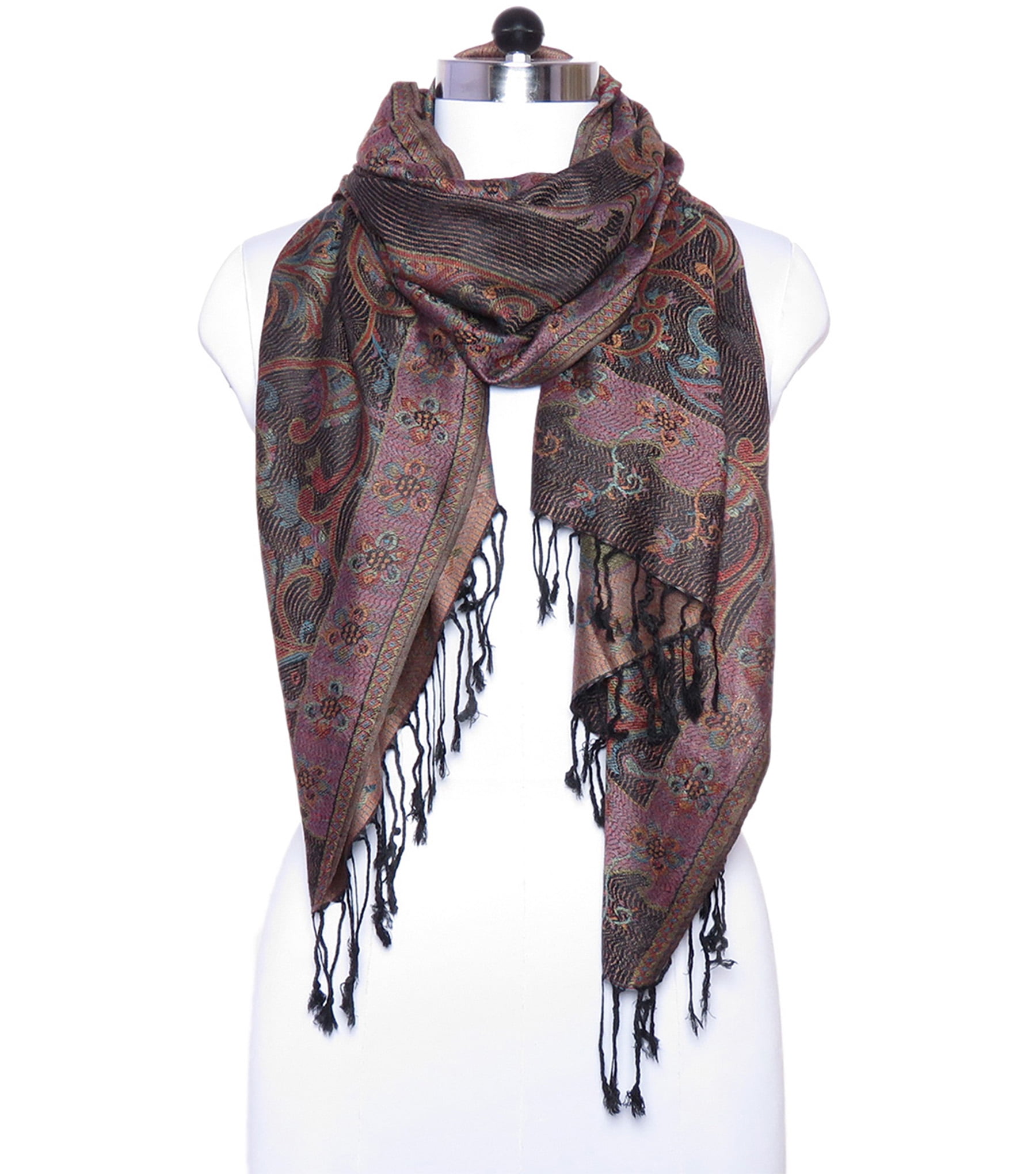 Womens Paisley Print Scarf Vintage Floral Classic Long Soft Neck Shawl Stole