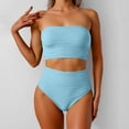 thumbnail image 2 of Women's Strapless Bandeau Bikini Set, High Waist Ruched Textured Two Piece Swimwear for Beach & Pool, 2 of 5