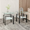 thumbnail image 3 of Pouseayar Set of 2 Modern Tempered Glass Coffee Table 2-Tier End Table, Square Side Table for Living Room, 3 of 9