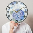 thumbnail image 5 of Round Clock Wall Clock Decorative Clock 9.5" Sizes Blue Hydrangea Pattern, 5 of 9
