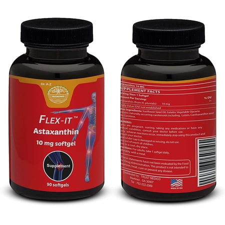 Astaxanthin Flexit Proactive Triple Strength High Potency , Joint Supplement for Men , Women , Skin, Eye Immune Health ,Haematococcus Pluvialis Extract, Gluten-Free Softgels By DR A-Z - 90 Days