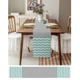 thumbnail image 3 of Boanket Turquoise Chevron Table Runner - 90 Inch Long, Kitchen Dining Table Runner Dresser Scarves, Geometric Grey Wavy Striped White Farmhouse Decor for Coffee Tables Wedding Party Banquet, 3 of 8
