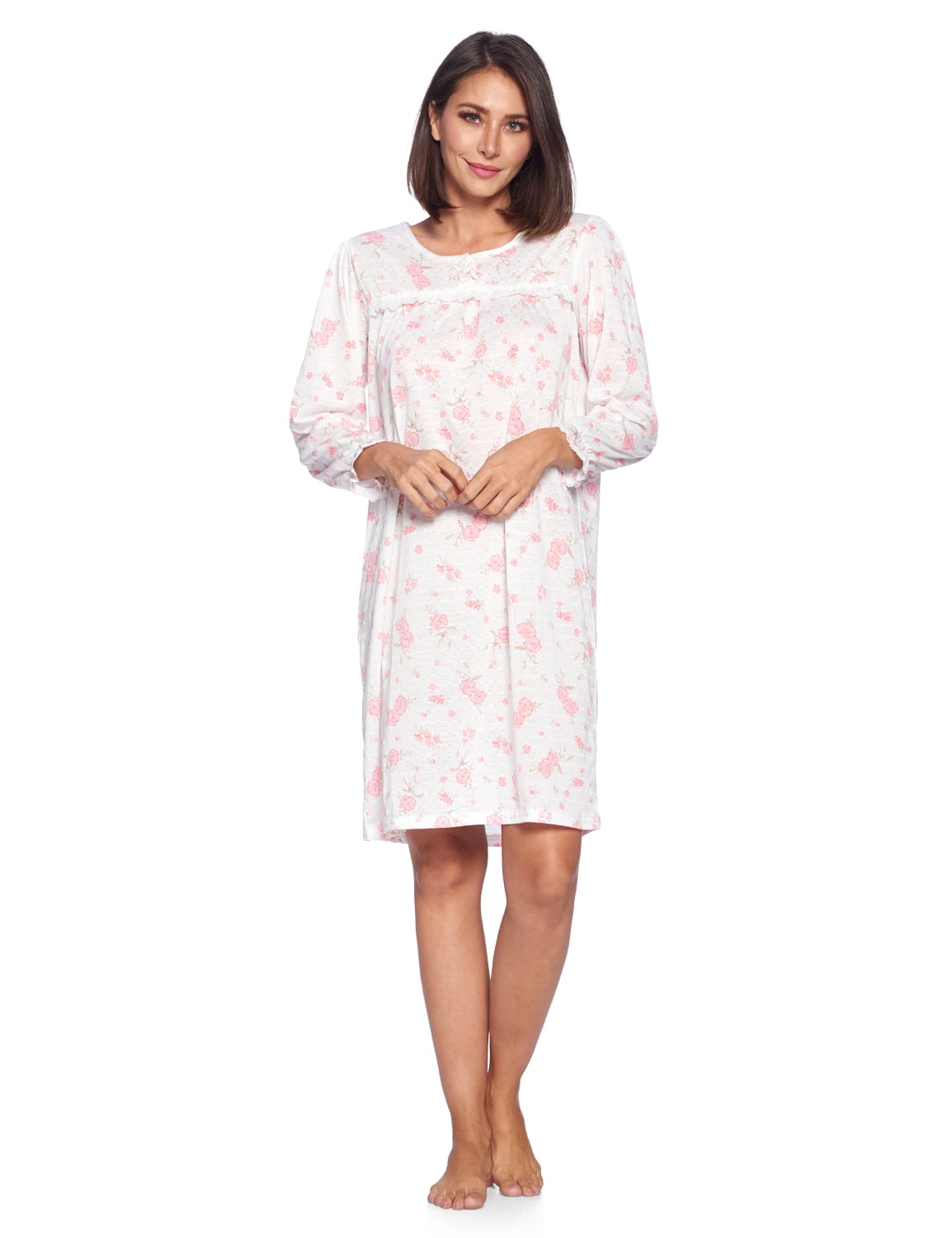 Casual Nights Women's Pointelle Long Sleeve Nightgown