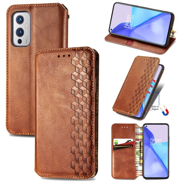 Case for OnePlus 9 Flip Cover Wallet Flip Cover Magnetic Protective - Marron