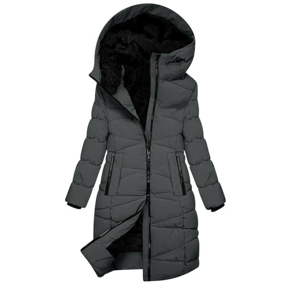 Babysbule Winter Jackets for Women Clearance Fashion Women Hooded Outwear Ladies Warm Coat Long Padded Slim Jacket