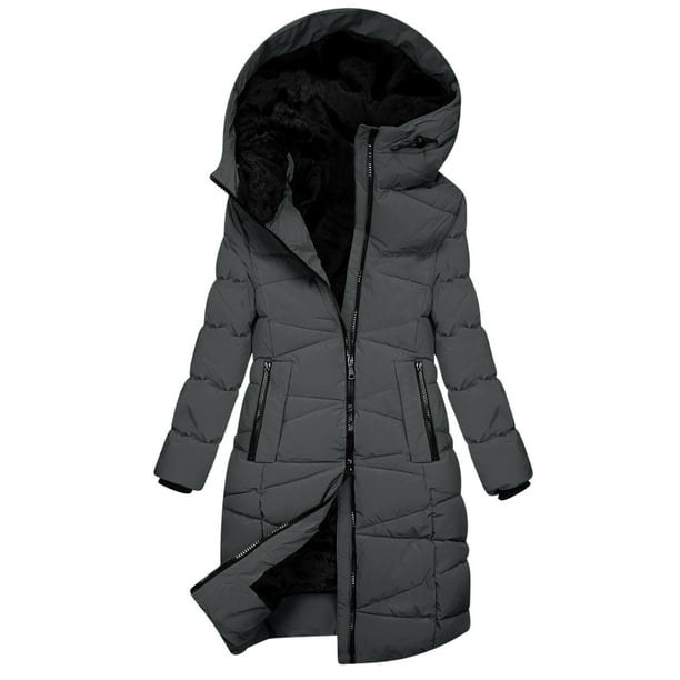 Parkas de manga larga de invierno para mujer, chaqueta de plumón alargada y gruesa de longitud media, abrigo para mujer