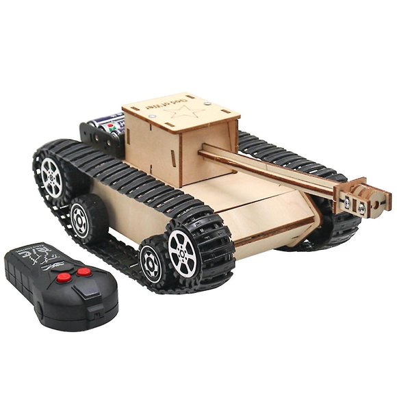 Diy Wooden Kids Science Experiment Kits-remote Control Off Road Tracked Tank , Electric Motor Build