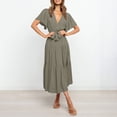 thumbnail image 4 of Admvng Women's V-Neck Dress Tiered Short Sleeve Casual Elegant Dress, 4 of 9