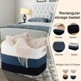 thumbnail image 4 of 118L Extra Large Blanket Basket, Rectangle Woven Cotton Rope Storage Basket,Used for storing Dirty Clothes, Stuffed Animal Toy Storage for Living Room,Kids Room,25" x 17" x 16", Gradient Blue, 4 of 14