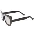 thumbnail image 3 of sunglassLA Unisex Womens Oversized Butterfly Mirrored Lens Round Cat Eye Sunglasses (Shiny Black / Silver Mirror) - 67mm, 3 of 4