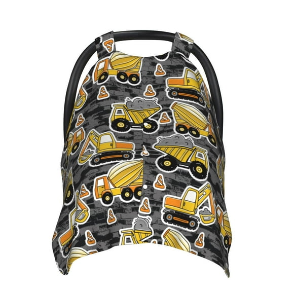 Car Seat Cover Baby - Excavator at work Breathable Infant Car Seat Cover for Baby Carseat, Lightweight Comfort Baby Essentials Must Haves Newborn Stuff for Girl Boy