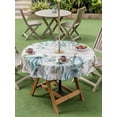 thumbnail image 3 of Outdoor Tablecloth with Umbrella Hole and Zipper, Thanksgiving Pumpkins Round Table Cloth 60 Inch Waterproof Tablecloth, Fall Eucalyptus Leaves Wooden Picnic Table Cover for Patio Camping, 3 of 7
