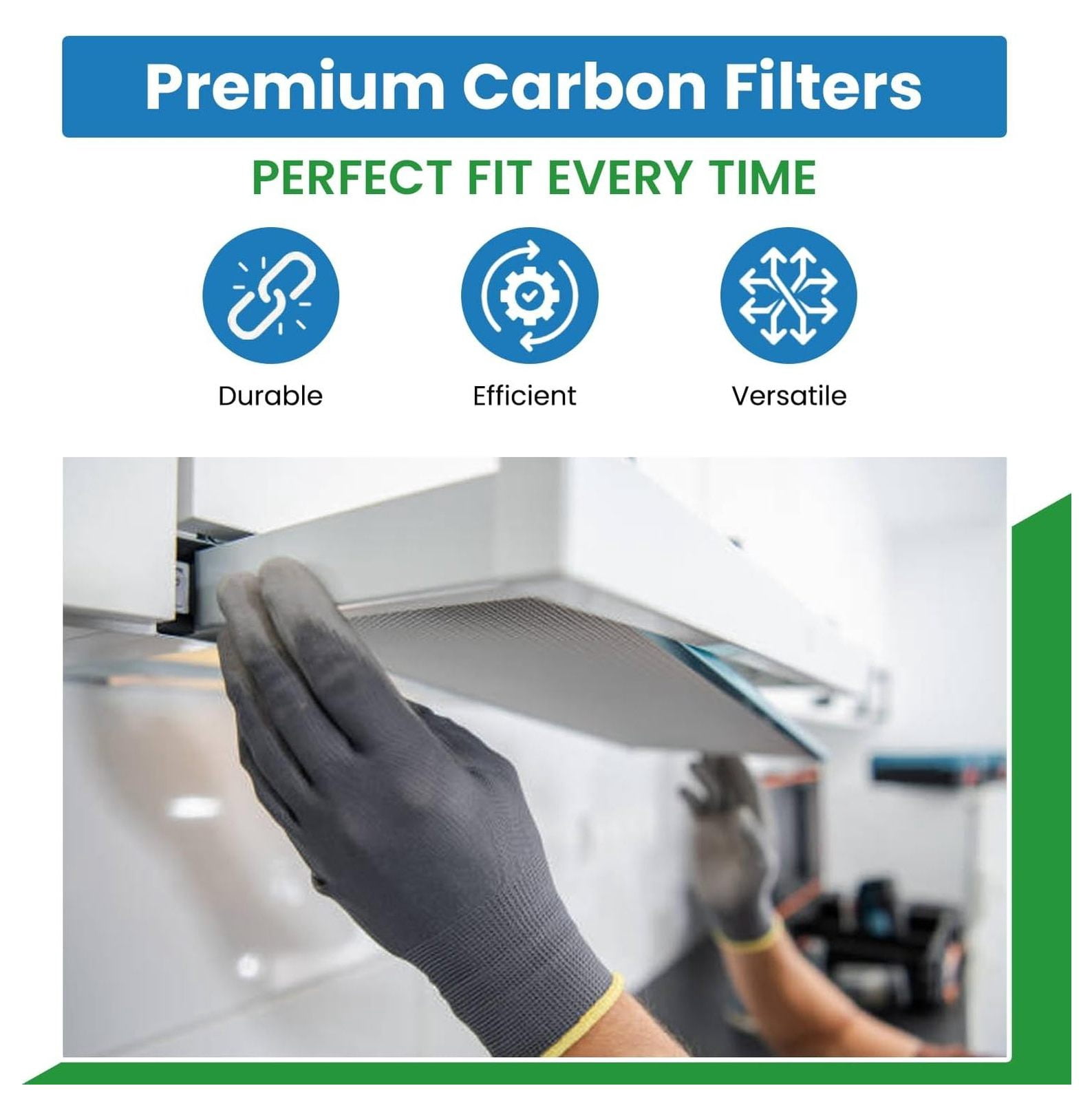 Range Hood Filter – Activated Carbon Replacement – 5-7/8" x 17-11/16" x 3/8" – Fits B08999040 & C-6211 – Kitchen Odor Control – Easy Install