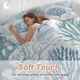 thumbnail image 3 of Summer Marine Life Duvet Cover Set California King Size Ocean Coral Shell Simple Lines Art Soft Lightweight Comforter Covers 4 Piece Bedding Set with 1 Duvet Cover 1 Bed Sheet & 2 Pillow Shams, 3 of 8