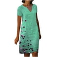 thumbnail image 2 of Robes d'Été Grande Taille pour Femmes 2024 Décontractées à Col en V Imprimé à Manches Courtes Économisez jusqu'à 65 % de Rabais!, 2 of 6