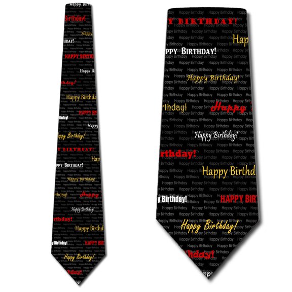 Happy Birthday - Red and Yellow Necktie Mens Tie by Three Rooker