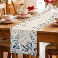 thumbnail image 5 of Navy Blue Eucalyptus Table Runner 90 Inches, Farmhouse Weeping Leaves Linen Bed Runner Dresser Scarves Tabletop for Indoor Outdoor Parties/Ceremony/Banquet, 13" x 90", 5 of 8