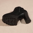 thumbnail image 4 of Viluyesy Womens Ankle Booties Round Toe Platform Sole Matte Faux Suede Rhinestone Side Zipper High Block Heel Street Fashion Boots Black Size 9, 4 of 7
