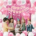 thumbnail image 7 of Party Decorations Balloons Banners Happy Birthday Kit Pink Party PomPom Flower Confetti Ribbons Foil Fringe Curtain Girls Women Décor Supplies, 7 of 7