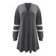 thumbnail image 4 of Cárdigan Umfun para mujer, liso, largo, tejido a rayas, con estampado, para vestidos, tops, ligero, con dobladillo alto y bajo, manga larga, gris oscuro, talla L, 4 of 5