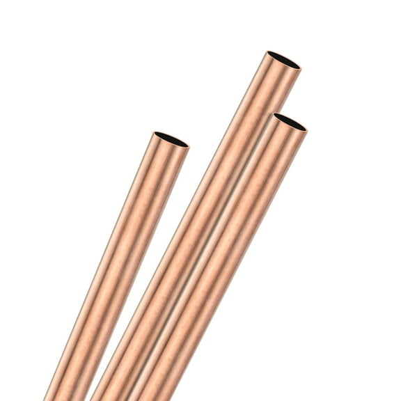 Uxcell 3-Pack Copper Round Tube, 8mm OD 0.5mm Thick 250mm Length Straight Pipe Tubing for Construction/Machining/DIY Crafting, Metal Straight Pipe