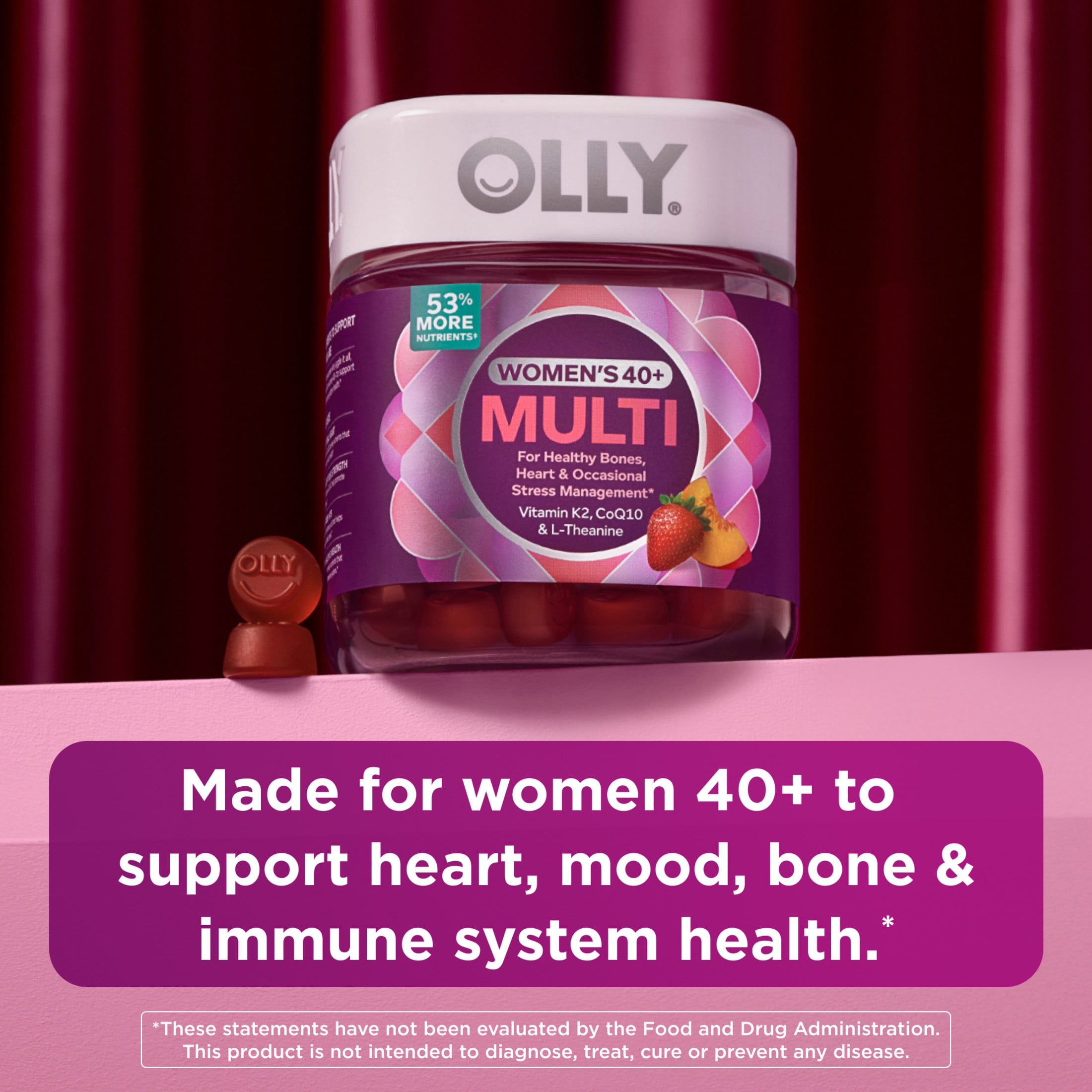 OLLY Women's 40+ Multi Gummy Supplement with 20 Key Nutrients, 90 Count